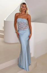 Fall In Love With You Strapless Maxi Dress Sky Blue