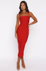 Sugar And Spice Bandage Midi Dress Red