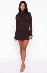 Forever Her Long Sleeve Mini Dress Chocolate
