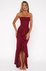 Still Got It Mesh Maxi Dress Dark Burgundy