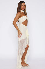 Inner Goddess Lace Maxi Dress Lemon